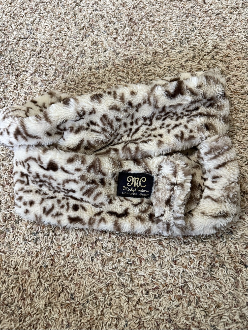 Minky Couture Leo Cream Cheetah / Leopard Animal Print Luxury Scarf